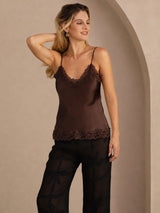 [Brun] SilkSilky-DK V Neck Camisole Top 003
