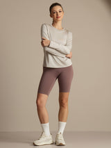 [Grå] SilkSilky-DK Langærmet Tight Crew Neck T-shirt til kvinder 007