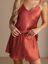 [Vinrød Ginkgo] SilkSilky-DK Sleeveless V Neck Camisole Sæt 004