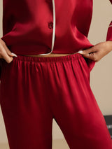 [Vin] SilkSilky-DK Langærmet Notchkrage Dame Pyjamas 005