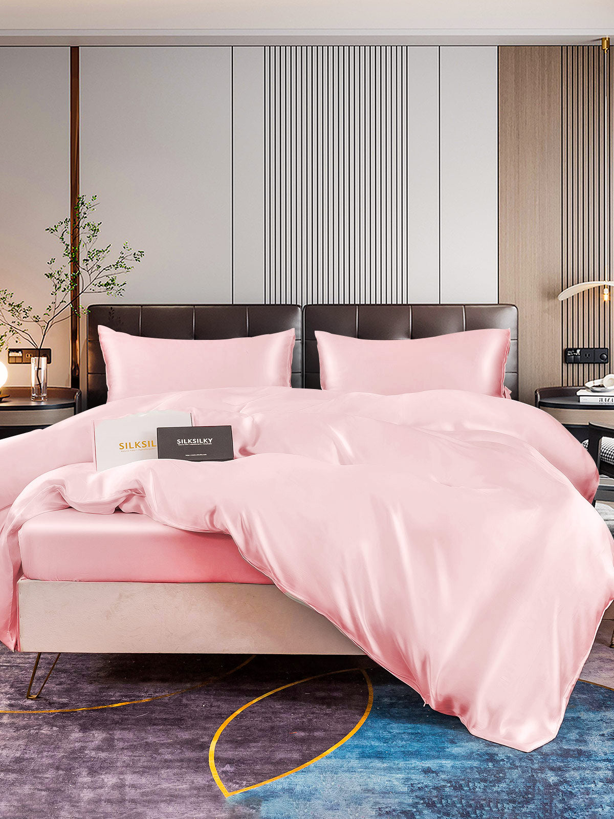 [Lyserød] SilkSilky-DK 22Momme Bedding Set 003
