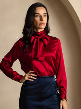[Vin] SilkSilky-DK Long Sleeve High Neck Bluse 001