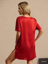 [Vin] SilkSilky-DK Half Sleeve V Neck Natkjole 002