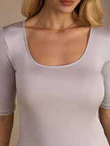 [Lysegrå] SilkSilky-DK Half Sleeve T-shirt til kvinder 004