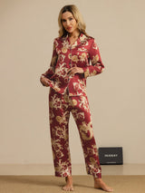[Vinrød Drage] SilkSilky-DK Long Sleeve Lapel Collar Dame Pyjamas 008