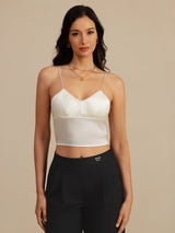 [Hvid] SilkSilky-DK Spaghetti Strap V Neck Camisole Top 003
