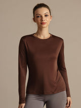 [Kaffe] SilkSilky-DK Langærmet Tight Crew Neck T-shirt til kvinder 003