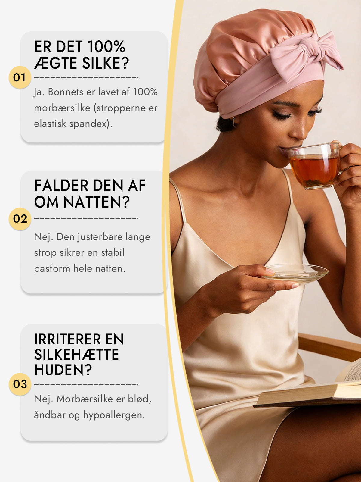 [Lyserød] SilkSilky-DK Silke Sleep Cap 006