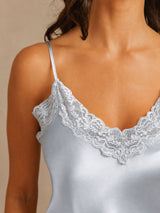 [Gråblå] SilkSilky-DK Sleeveless V Neck Camisole Sæt 004