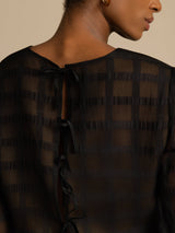[Sort] SilkSilky-DK Ren Silke Langærmet Rund Hals Women''s Outfit Sets 004