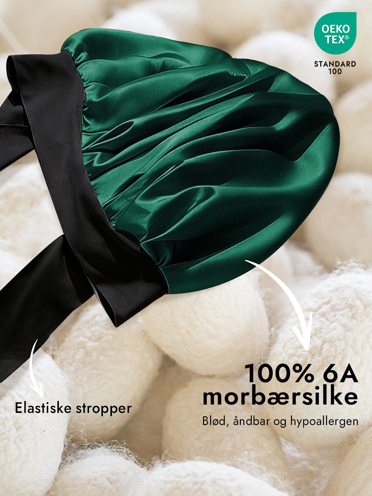 [Mørkegrøn] SilkSilky-DK Silke Sleep Cap 002