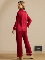 [Vin] SilkSilky-DK Langærmet Notchkrage Dame Pyjamas 002
