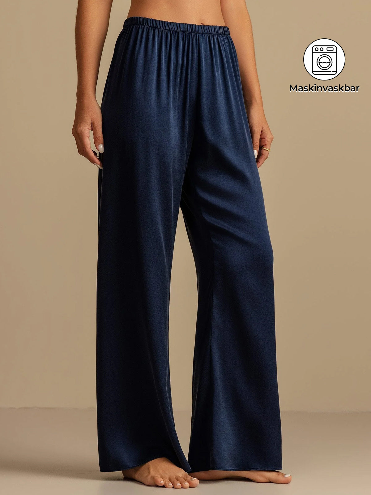 [Mørkeblå] SilkSilky-DK 19Momme Silke Womens Sleep Bottoms 001