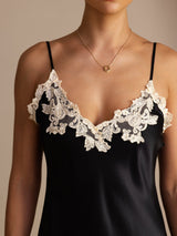 [Sort] SilkSilky-DK Sleeveless V Neck Kjole 004
