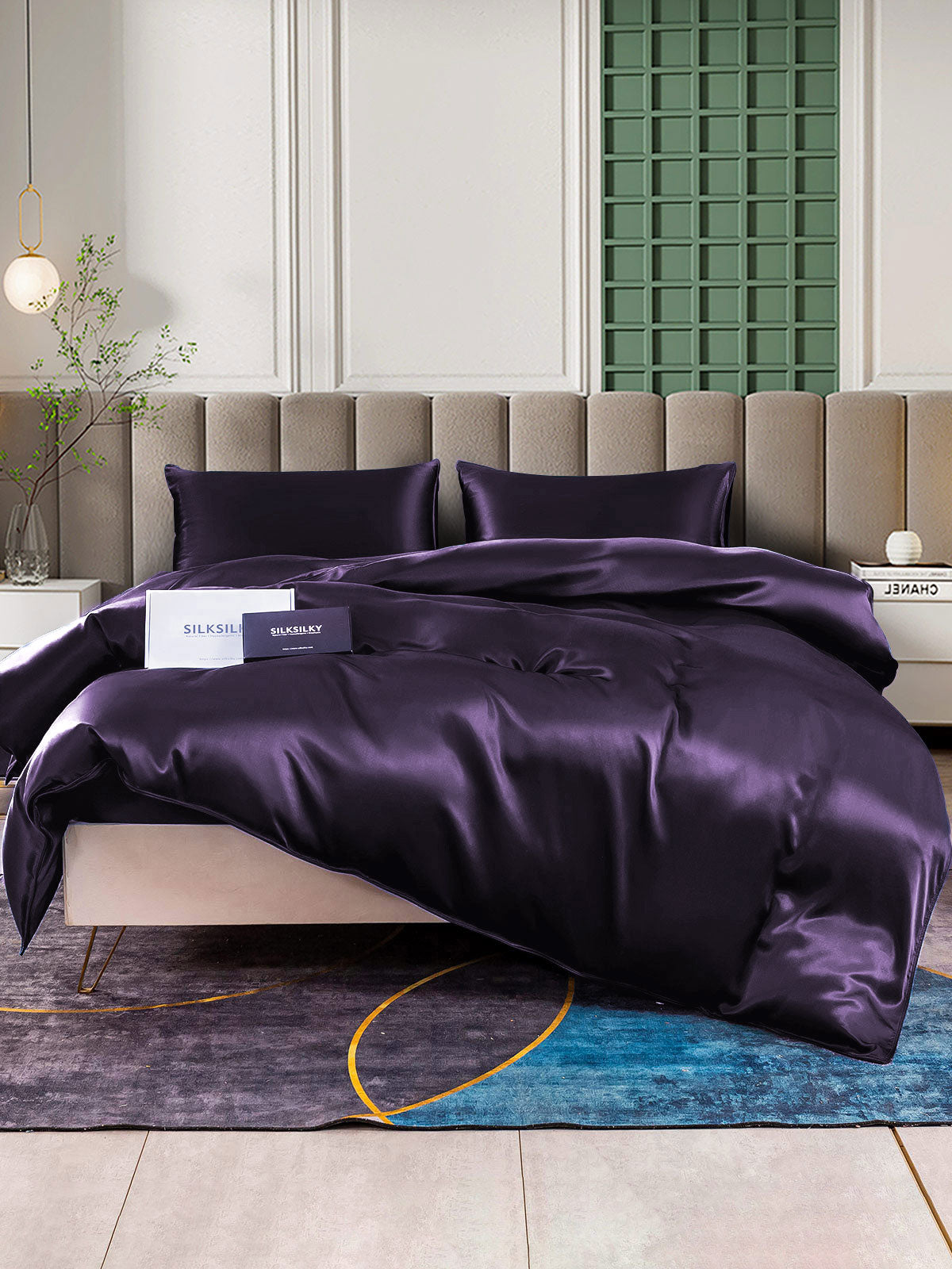 [Mørke Lilla] SilkSilky-DK 22Momme Bedding Set 001,