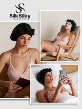 [Mørkegrøn] SilkSilky-DK Sovehætte 005