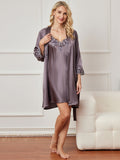 SilkSilky-DK-3/4-Sleeve-Nightgown&Robe-Set-Lilla-Grå-002