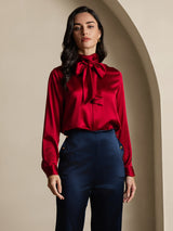 [Vin] SilkSilky-DK Long Sleeve High Neck Bluse 007