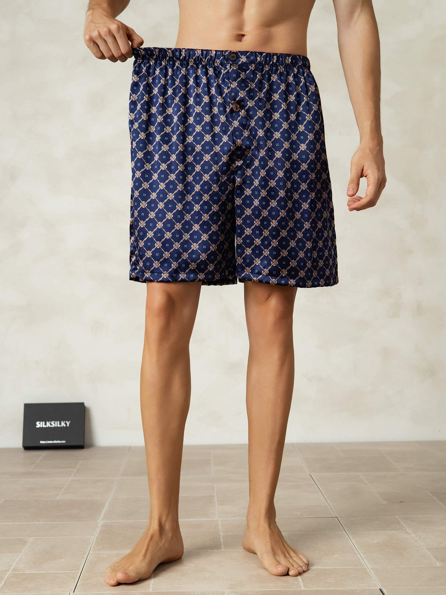 [Marine Kæde] SilkSilky-DK Silke Mens Sleep Bottoms 005,