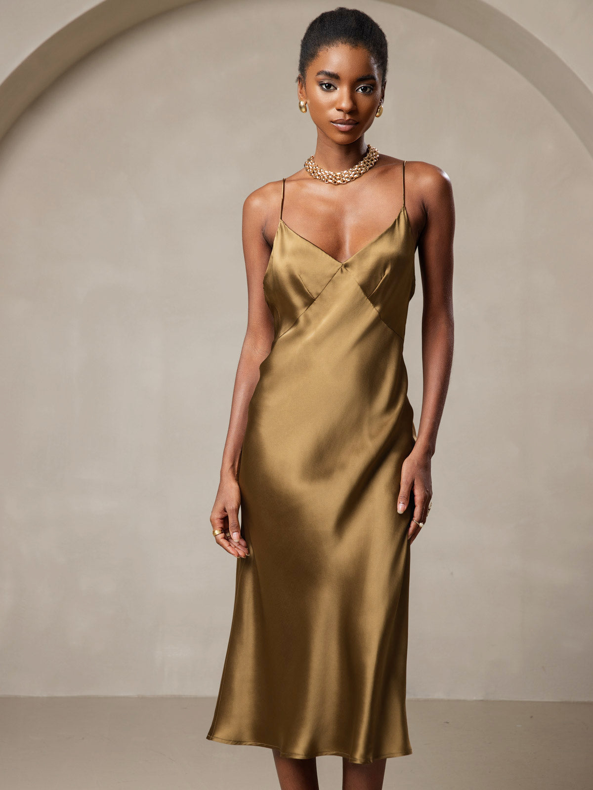 [Brun] SilkSilky-DK 19Momme Dress 004