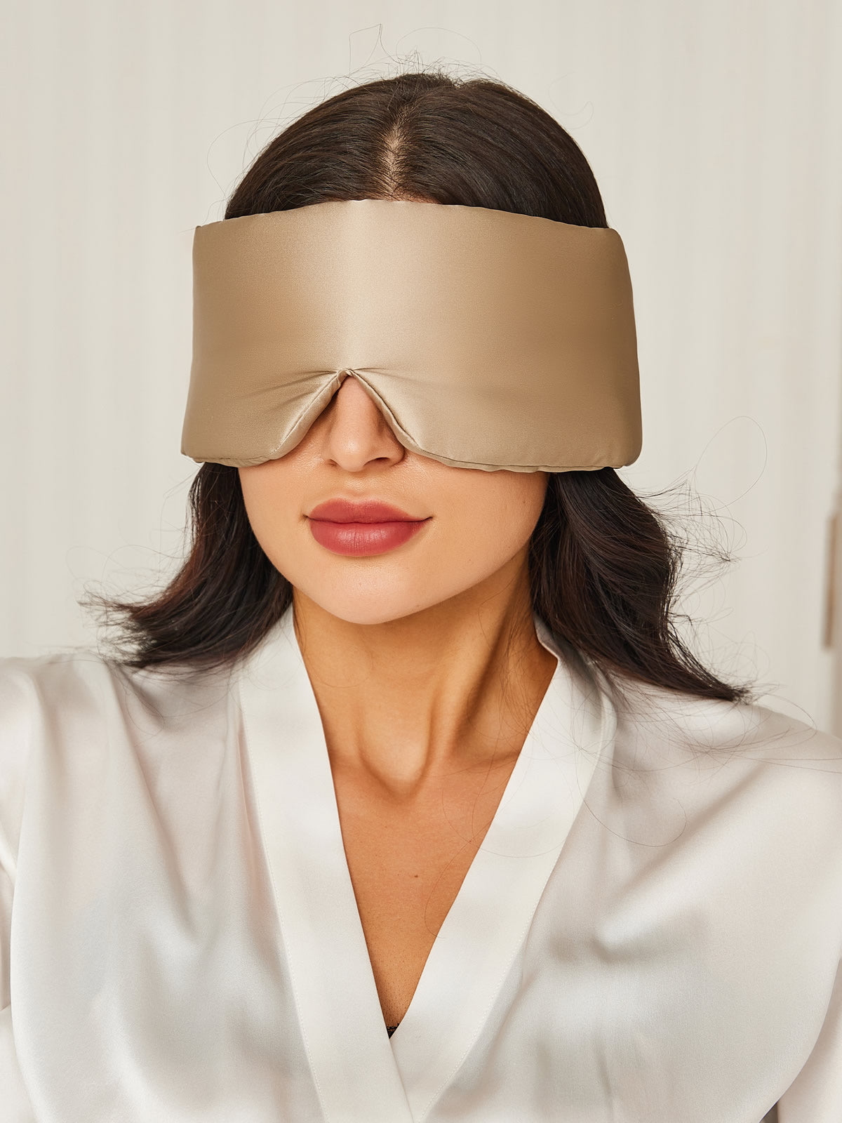 [Beige] SilkSilky-DK 19Momme Eye Mask 001