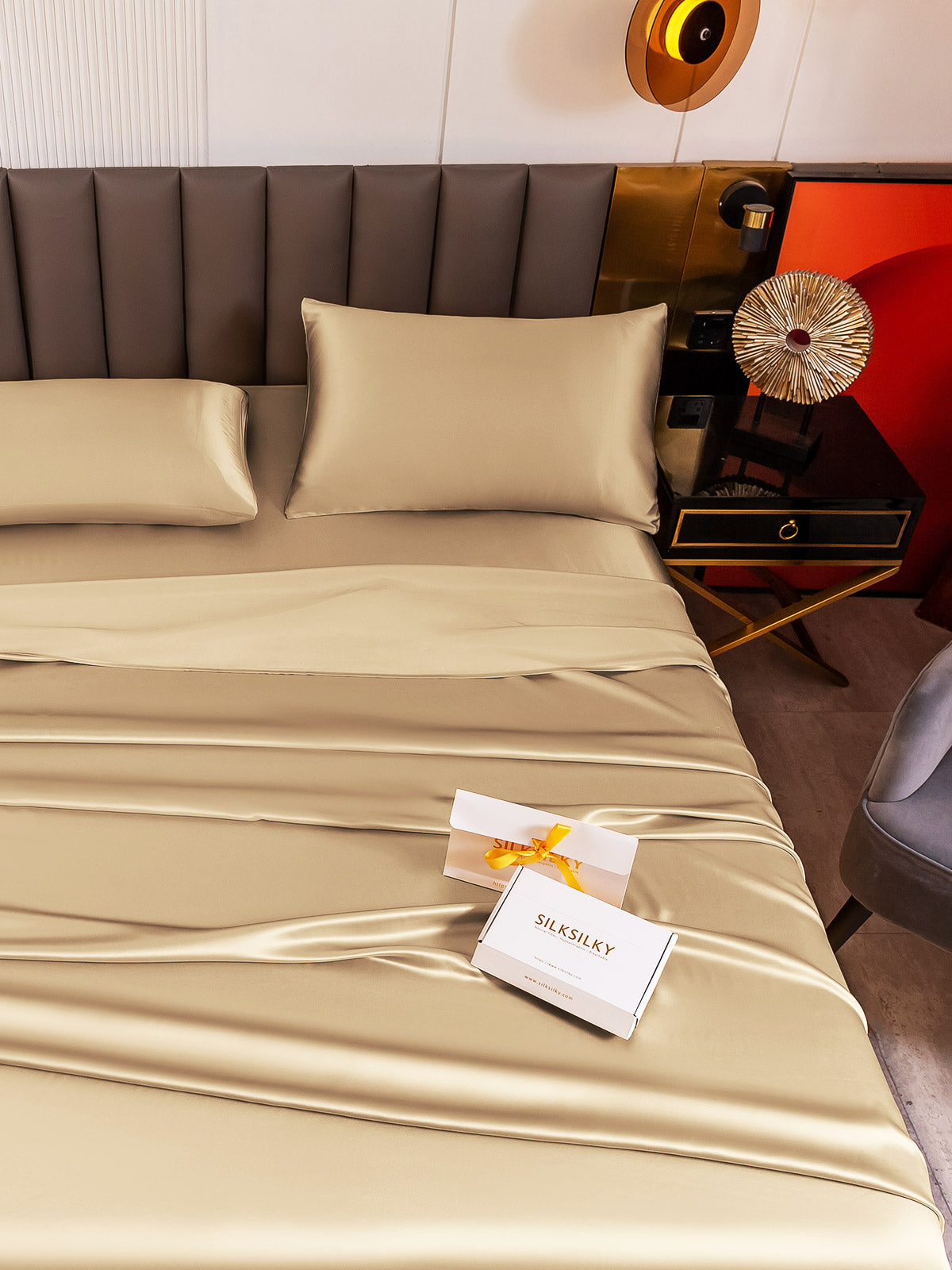 [Beige] SilkSilky-DK 19Momme Bedding Set 003