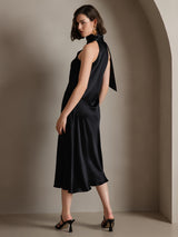 [Sort] SilkSilky-DK Sleeveless Halter Kjole 002