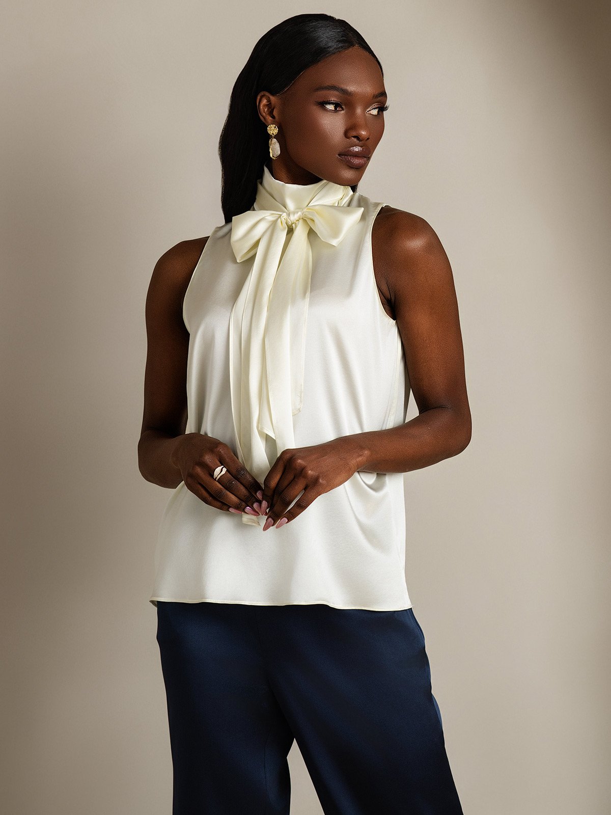 SilkSilky-DK 19Momme Silke Womens Shirt Elfenben 005