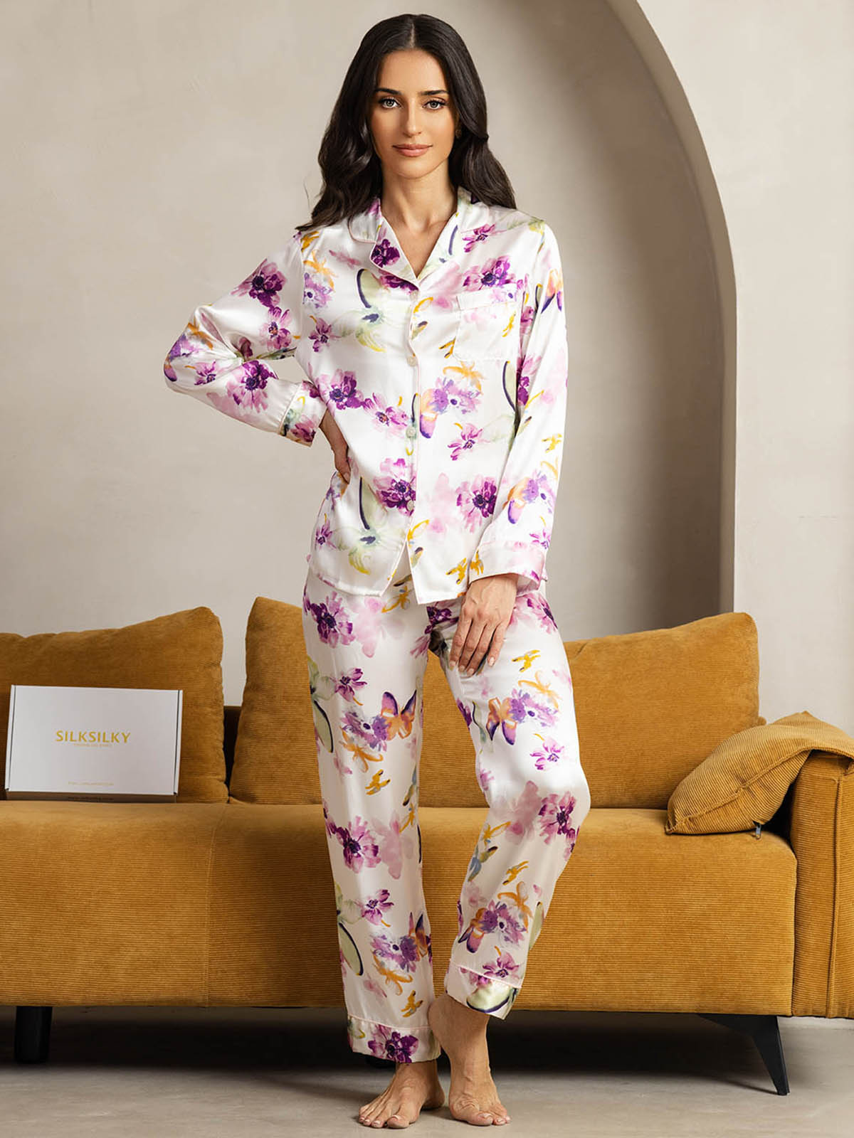 [Akvarelblomster] SilkSilky-DK Womens Pajamas 004