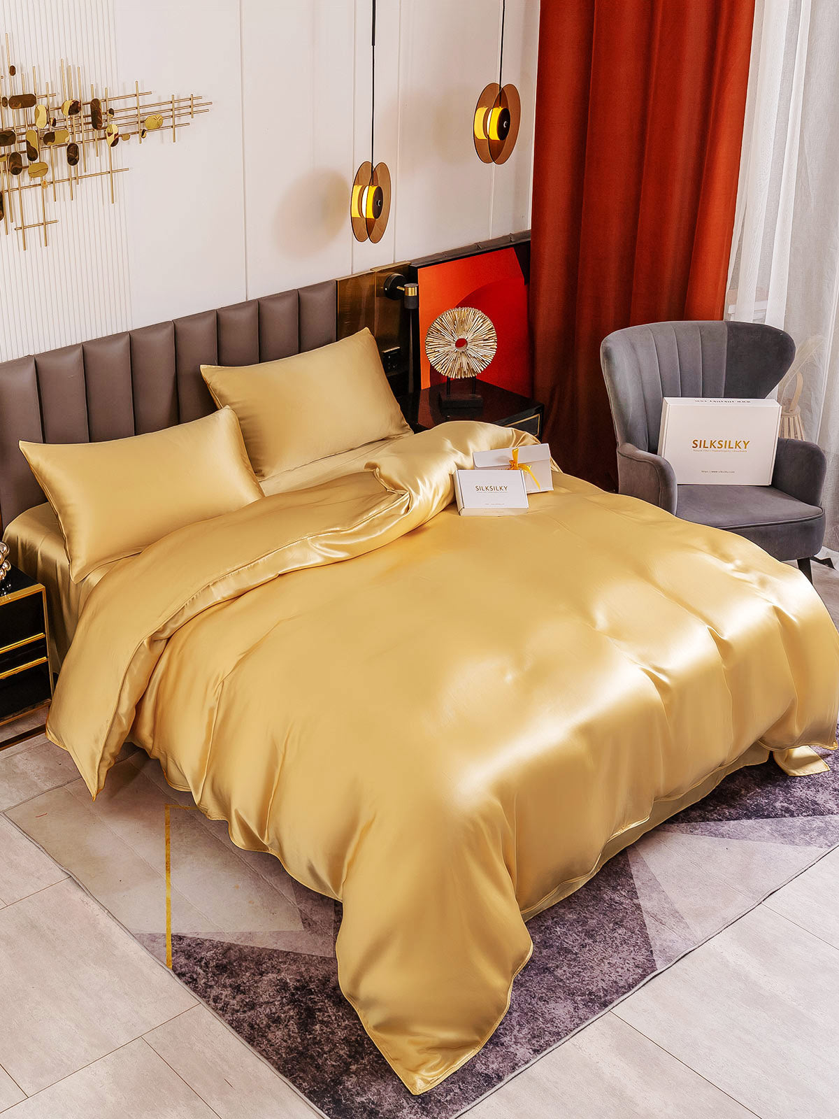 [Champagne] SilkSilky-DK 19Momme Bedding Set 003