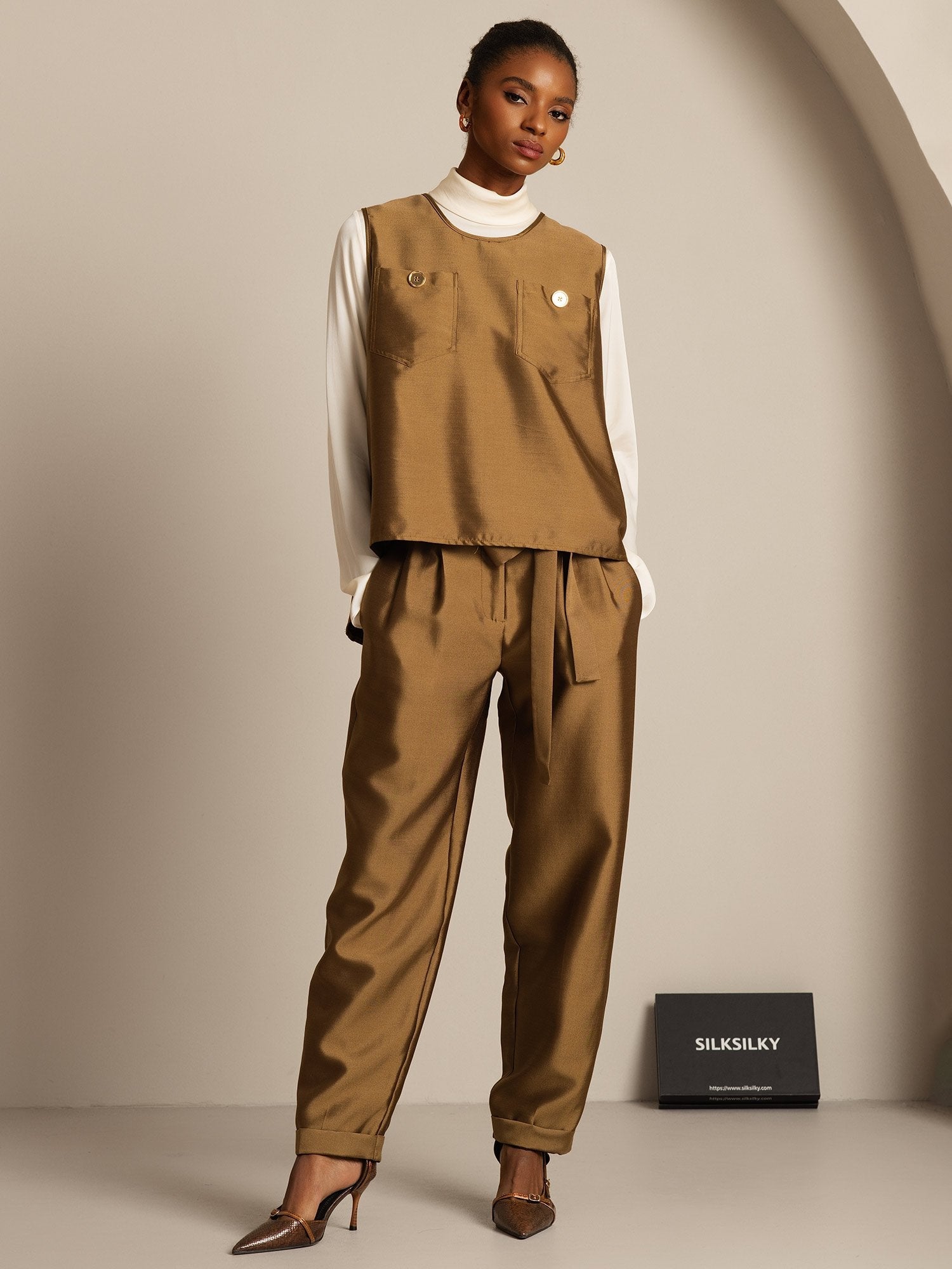 [Bronze] SilkSilky-DK 32Momme Silke Womens Vest 005,