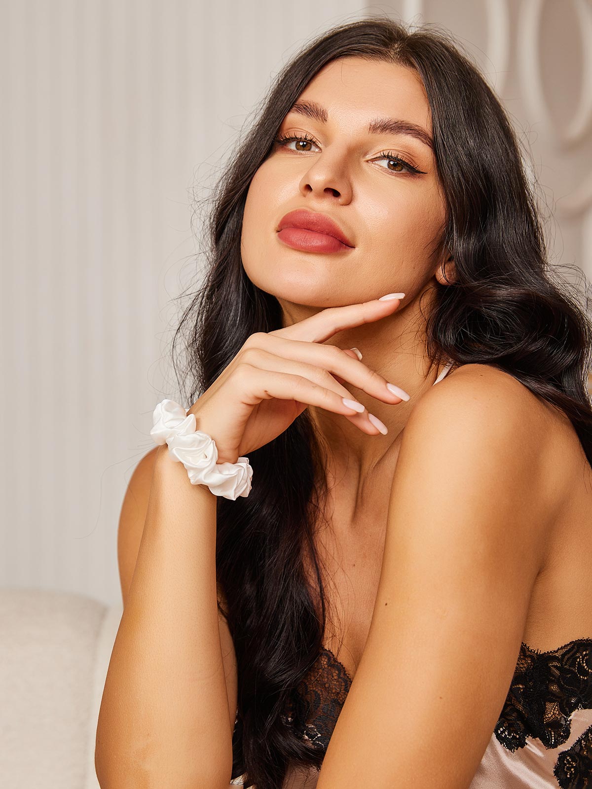 [Hvid] SilkSilky-DK 19Momme Scrunchie 003