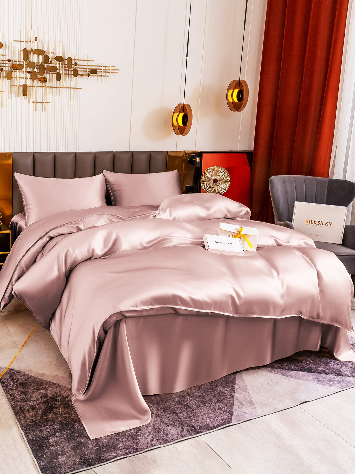 [Bleg Mauve] SilkSilky-DK 19Momme Bedding Set 002