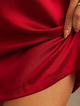 [Vin] SilkSilky-DK 19Momme Kort ærme Rund Hals Natkjole 005