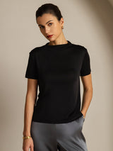[Sort] SilkSilky-DK Short Sleeve T-shirt til kvinder 001