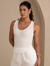 [Hvid] SilkSilky-DK Sleeveless Deep V Neck Camisole Top 003