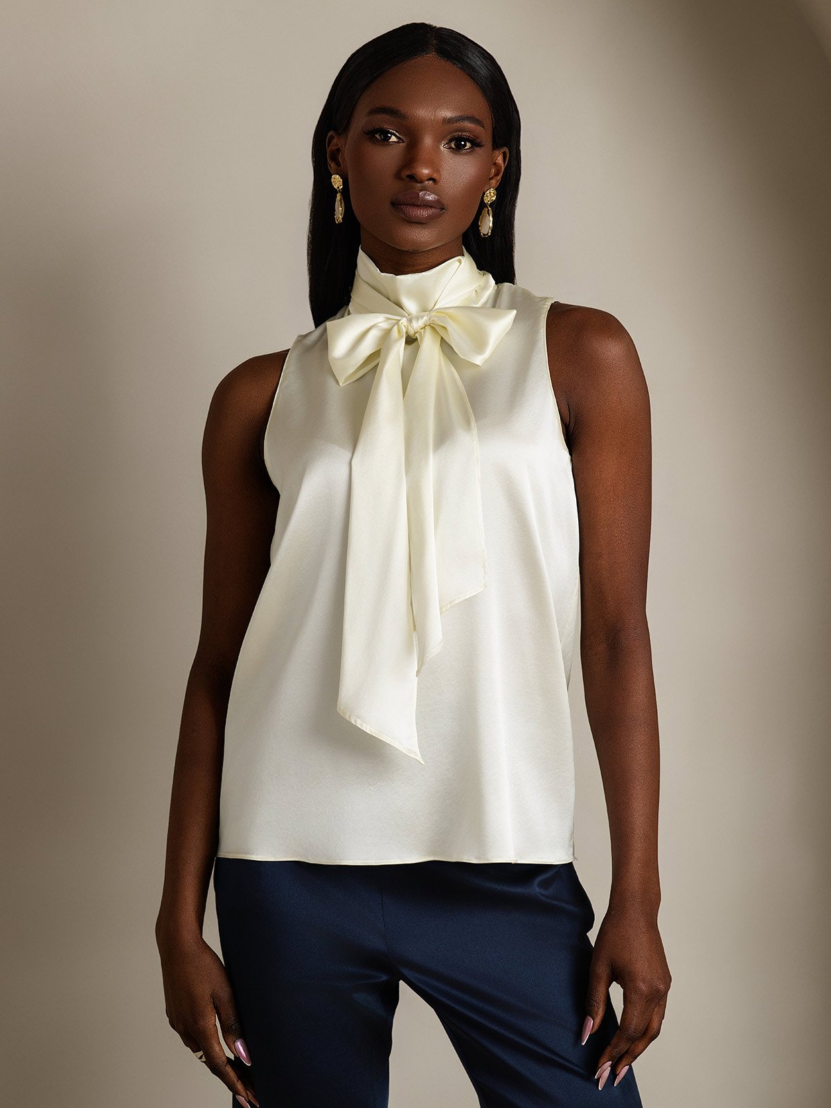SilkSilky-DK 19Momme Silke Womens Shirt Elfenben 001