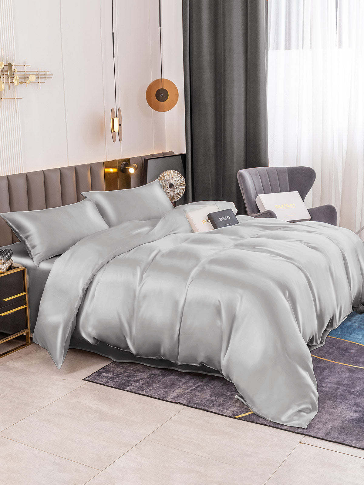 [Sølv] SilkSilky-DK 19Momme Bedding Set 003