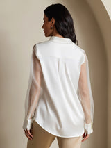 [Hvid] SilkSilky-DK 19Momme Silke Womens Shirt 002,