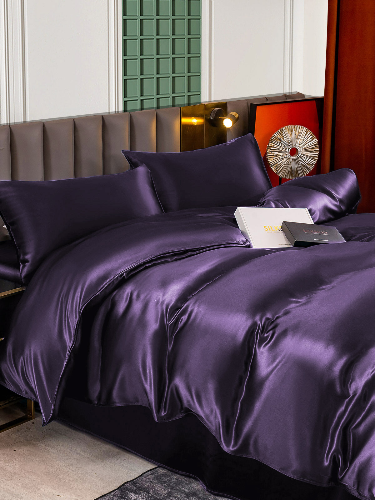 [Mørke Lilla] SilkSilky-DK 25Momme Bedding Set 005