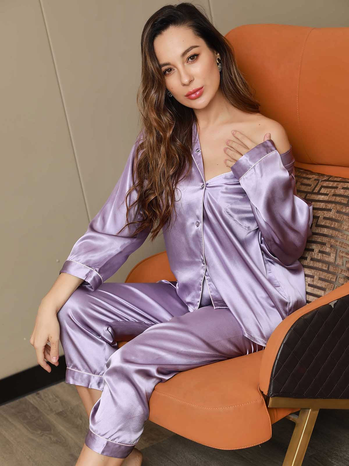 SilkSilky-DK Revers Dame Pyjamas Lavendel 001