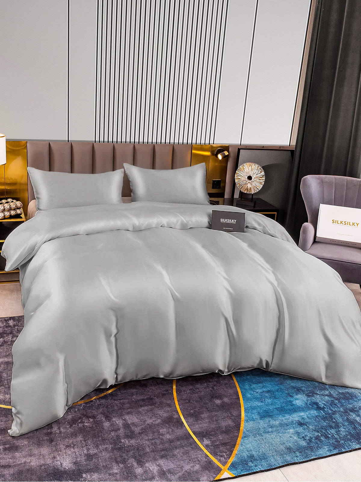 [Sølv] SilkSilky-DK 22Momme Bedding Set 004