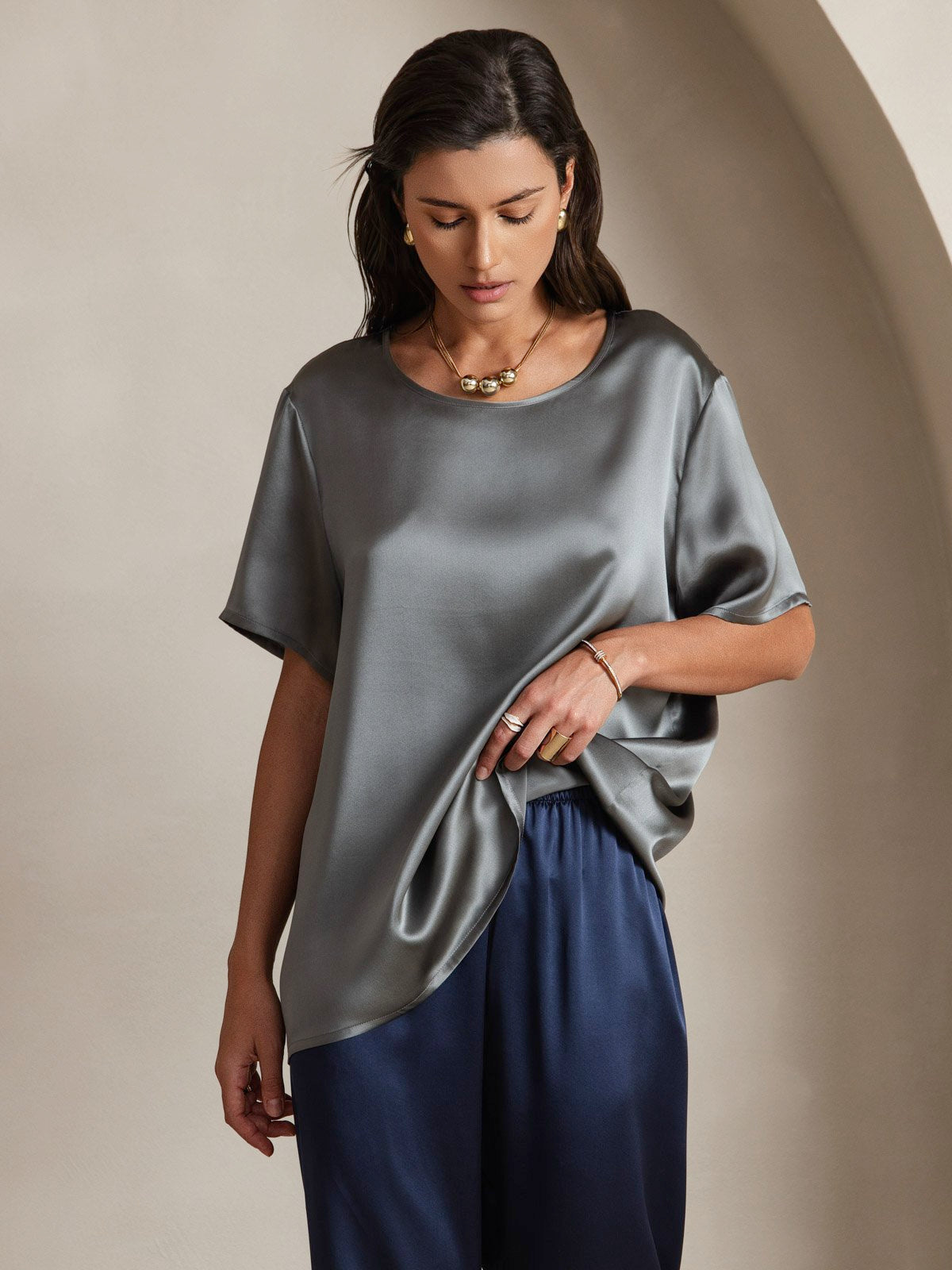 SilkSilky-DK Womens T-Shirt Mørkegrå 003