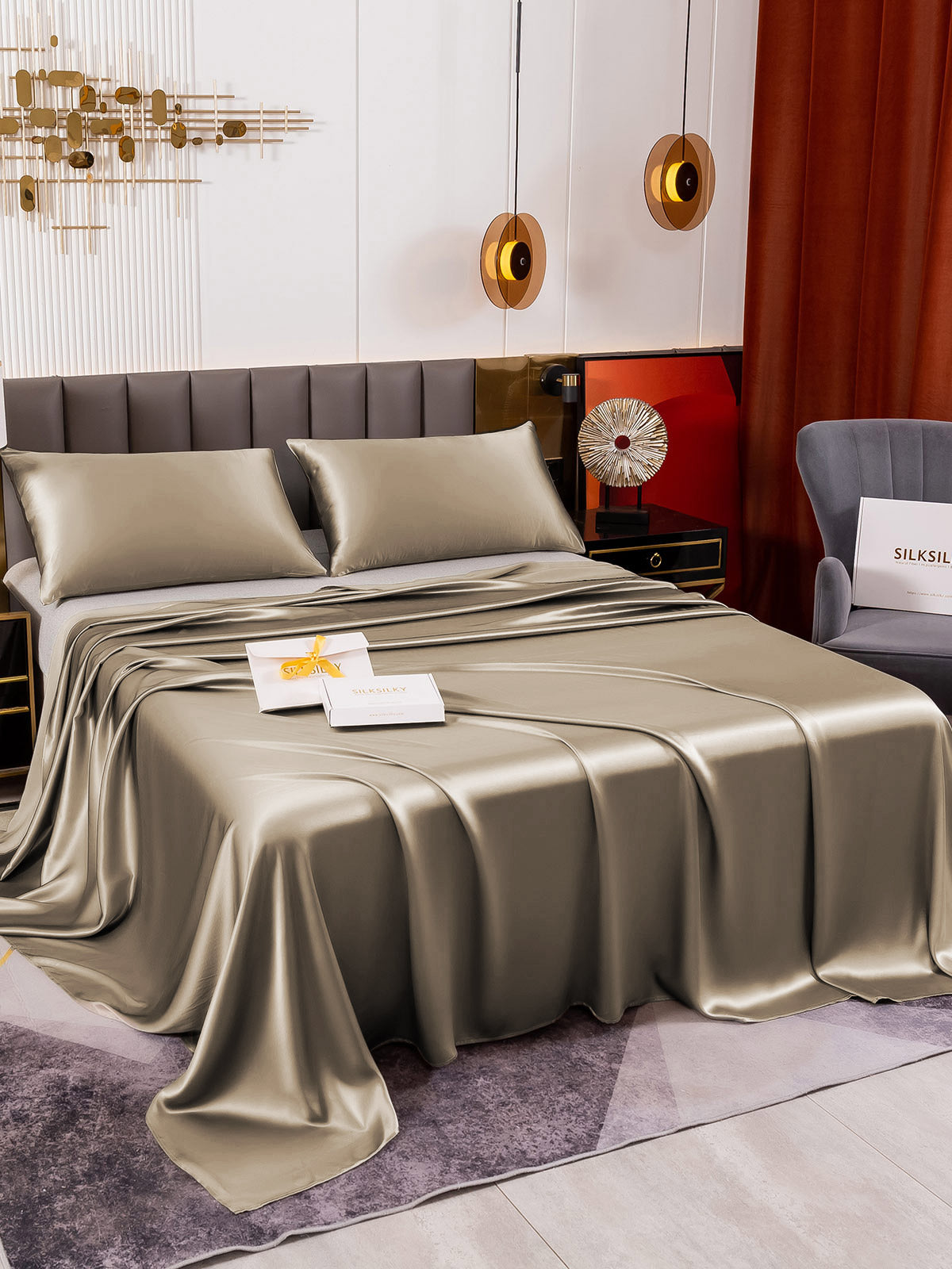 [Kaki] SilkSilky-DK 19Momme Bedding Set 003