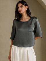 [Mørkegrå] SilkSilky-DK Half Sleeve T-shirt til kvinder 001