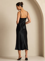 [Sort] SilkSilky-DK Sleeveless V Neck Kjole 002