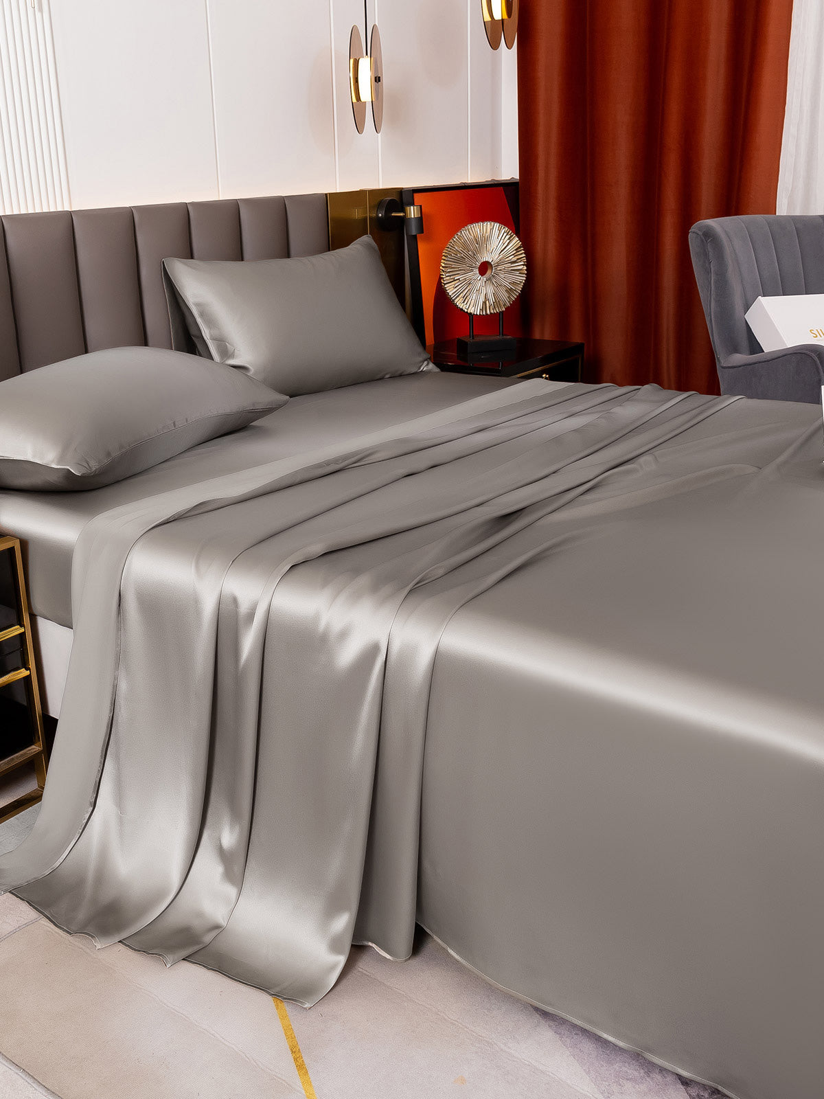 [Grå] SilkSilky-DK 19Momme Bedding Set 004