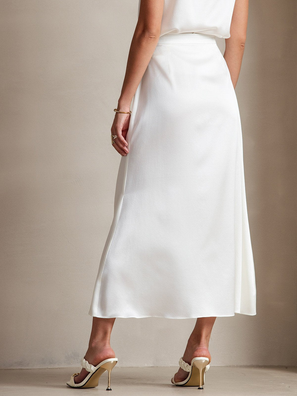[Hvid] SilkSilky-DK 19Momme Silke Skirt 002
