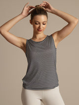 [Hvid Stribe] SilkSilky-DK Ærmeløs Rund Hals Camisole Top 005
