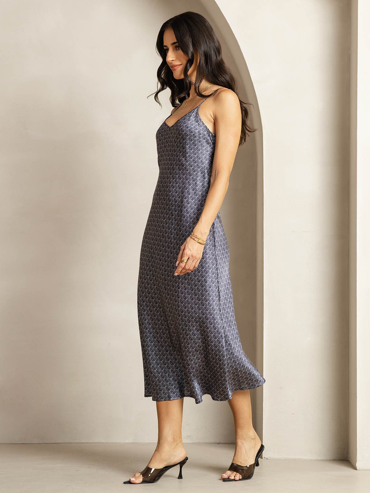 [Marine Ginkgo] SilkSilky-DK 19Momme Silke Dress 003